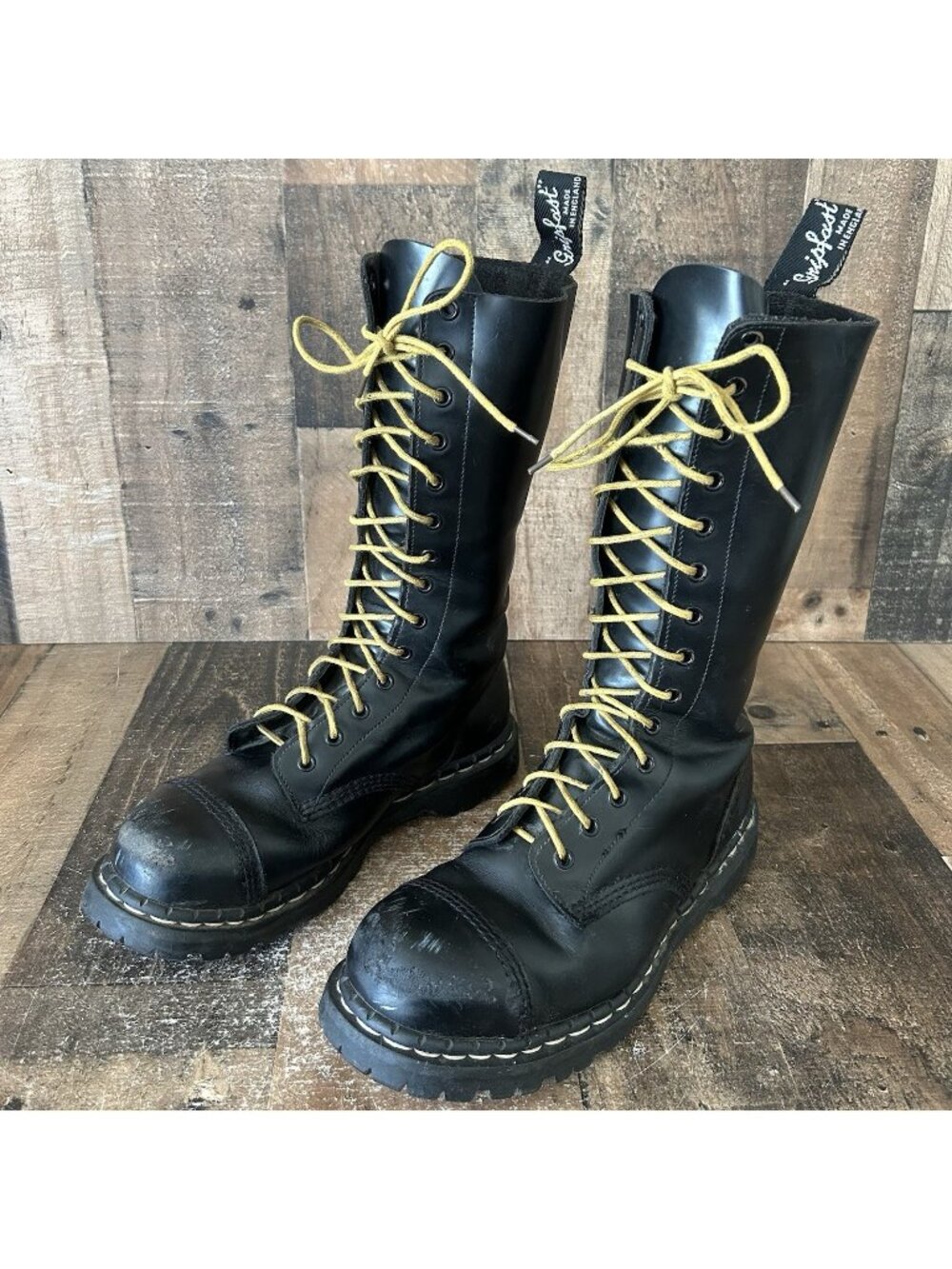 Gripfast Vintage Steel Toe Leather Lace Up Boots Mens UK 8 US 9